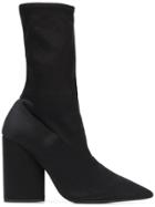 Yeezy Pointed Block Heel Sock Boots - Black