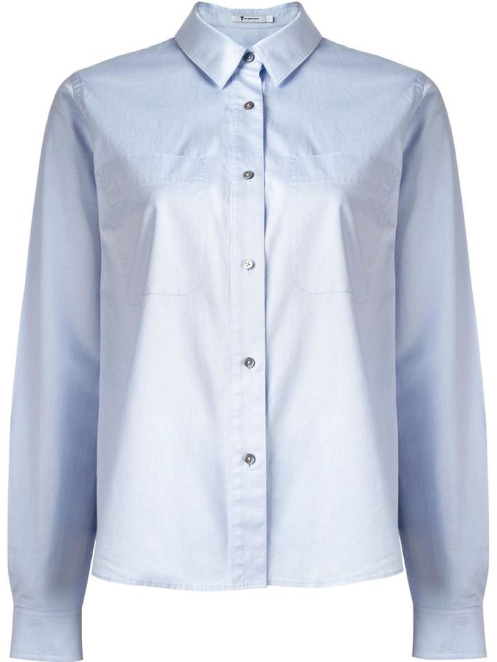T By Alexander Wang Chest Pocket Shirt, Women's, Size: 4, Blue, Cotton