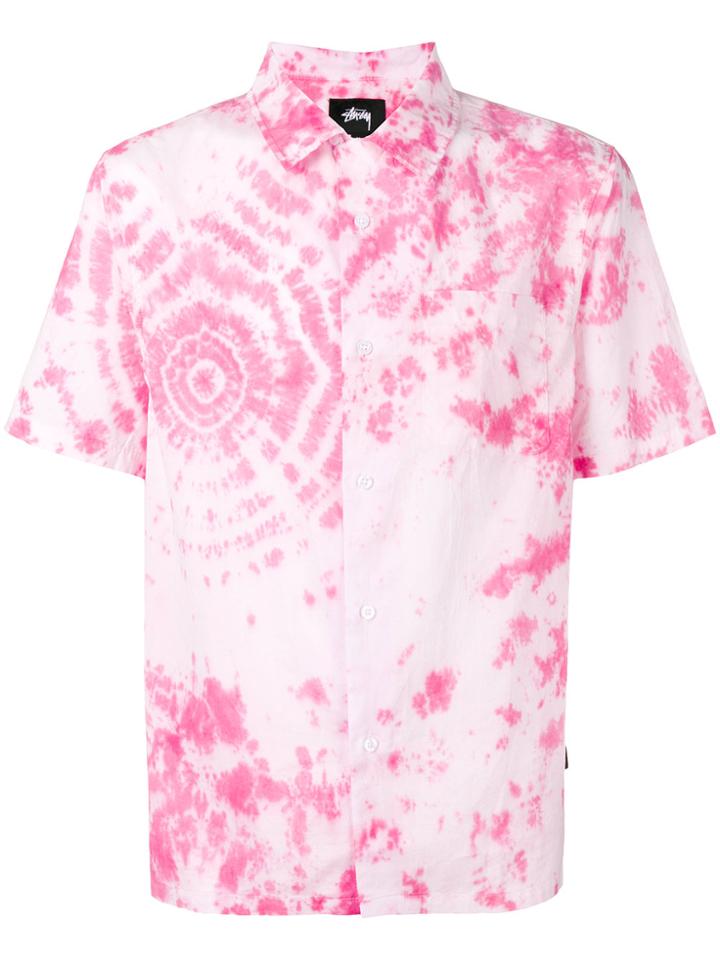 Stussy Tie Dye Short Sleeve Shirt - Pink & Purple
