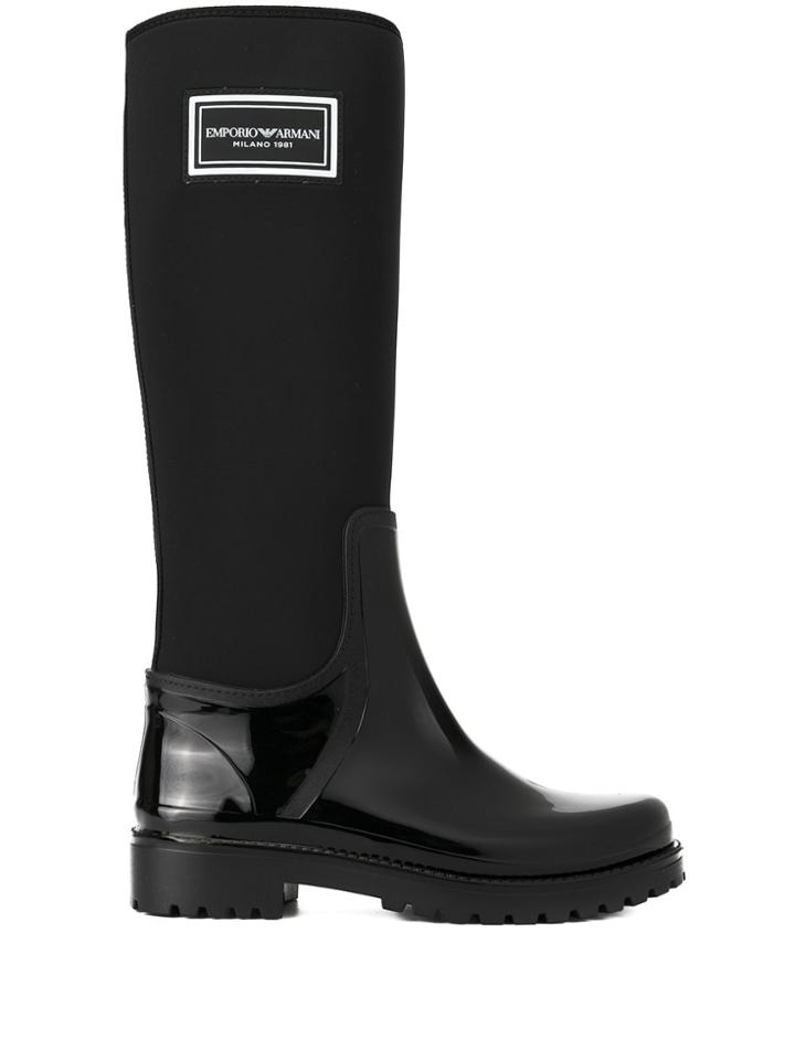 Emporio Armani Side Logo Boots - Black