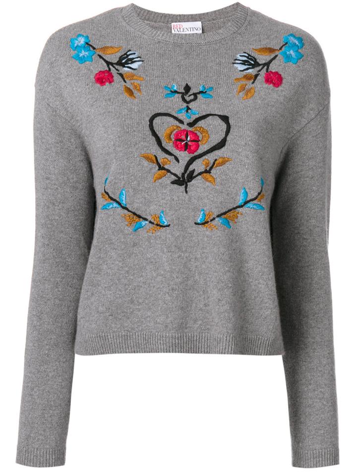 Red Valentino Embroidered Jumper - Grey