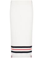 Thom Browne Ribbed Striped Cotton Skirt - White