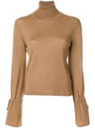 P.a.r.o.s.h. Tied Sleeve Roll Neck Sweater - Brown