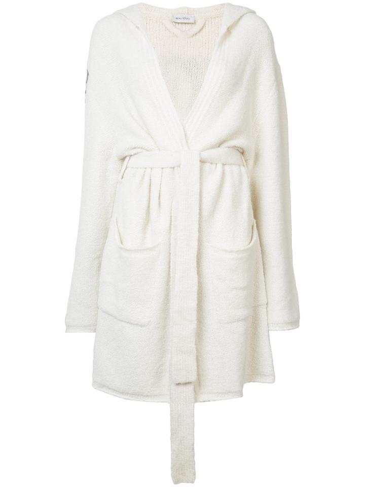 Beau Souci - Belted Sleeve Detail Cardi-coat - Women - Cashmere - M/l, White, Cashmere