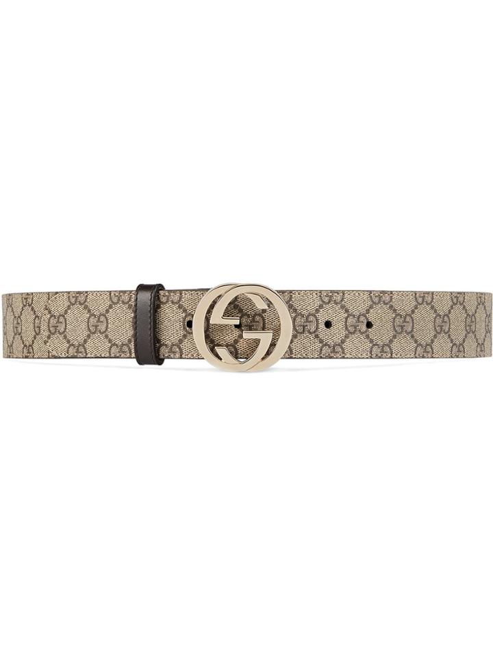 Gucci Gg Supreme Belt With G Buckle - Neutrals