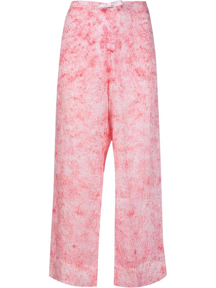 Dosa Granite Print Straight Leg Trousers, Women's, Size: 4, White, Silk