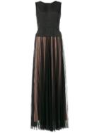 Twin-set Pleated Full Length Dress - Black