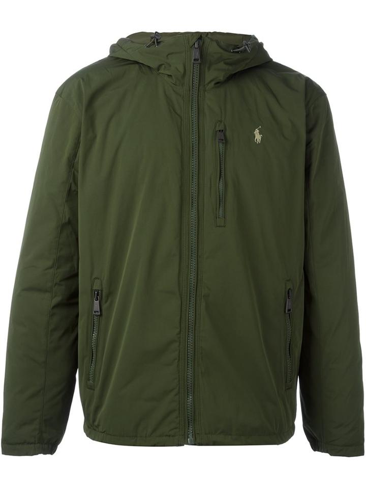 Polo Ralph Lauren Logo Embroidered Hooded Jacket, Men's, Size: Medium, Green, Polyester/nylon/feather Down