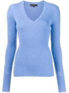 Barbara Bui V-neck Sweater, Women's, Size: Large, Blue, Wool