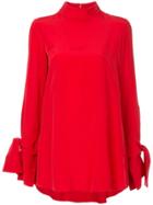 Layeur Longline High Neck Blouse - Red