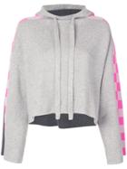 Zoe Jordan Cropped Check Stripe Hoodie - Grey