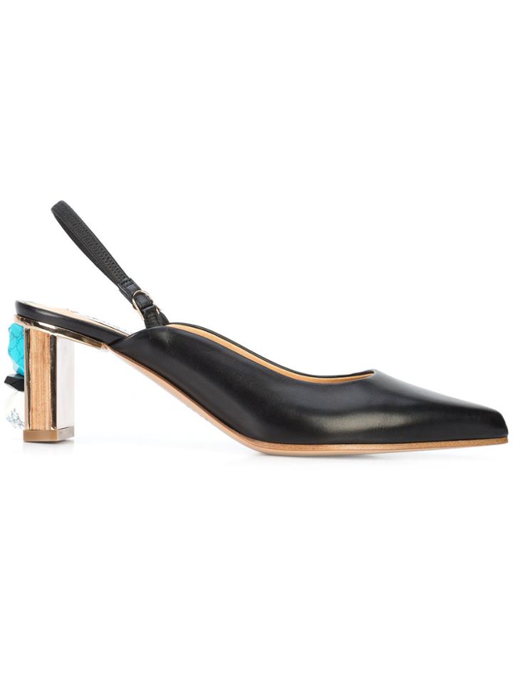 Gabriela Hearst Encrusted Stone Slingback Pumps - Black