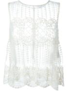 Red Valentino Sheer Embroidered Top, Women's, Size: 44, Nude/neutrals, Polyester