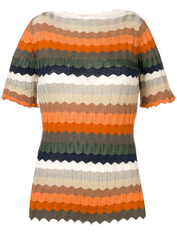 Roberto Collina Panel Stripe Knitted Top - Orange