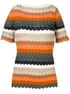 Roberto Collina Panel Stripe Knitted Top - Orange