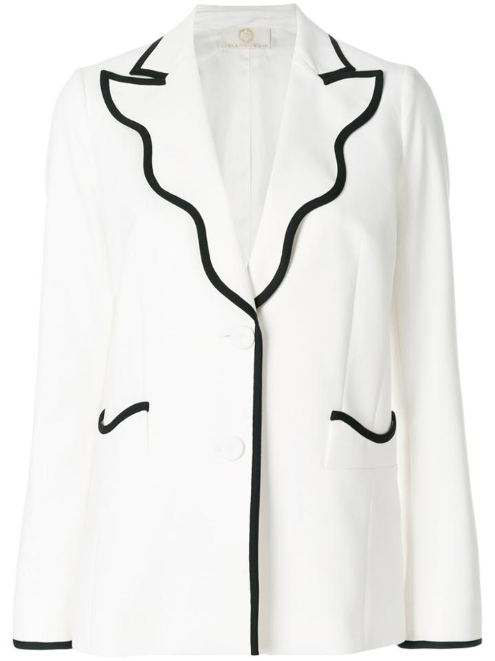 Sara Battaglia Contrast Trim Blazer - White