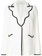 Sara Battaglia Contrast Trim Blazer - White