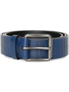 Burberry Perforated Check Leather Belt - Blue