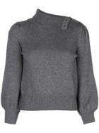 Co Buttoned High Neck Jumper - Grey