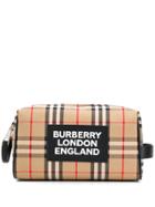 Burberry Signature Check Logo Wash Bag - Neutrals