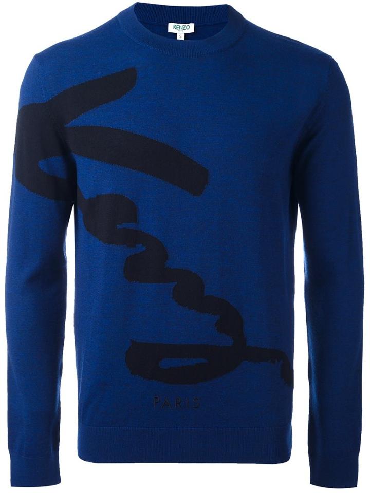 Kenzo 'signature' Jumper, Men's, Size: Xl, Blue, Wool