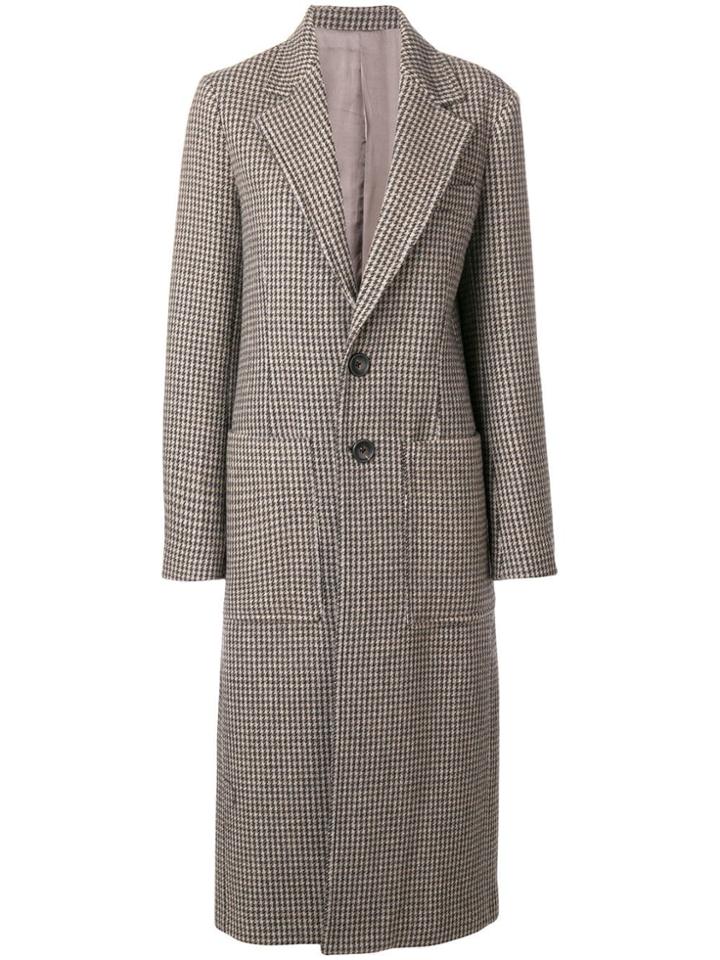 Joseph Houndstooth Single Breasted Coat - Nude & Neutrals