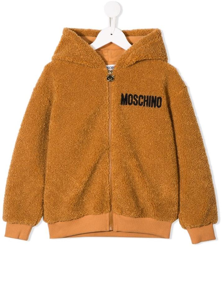 Moschino Kids Teen Logo Teddy Bear Hoodie - Neutrals