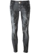 Philipp Plein Cause I Like It Skinny Jeans, Women's, Size: 28, Grey, Cotton/spandex/elastane/polyester