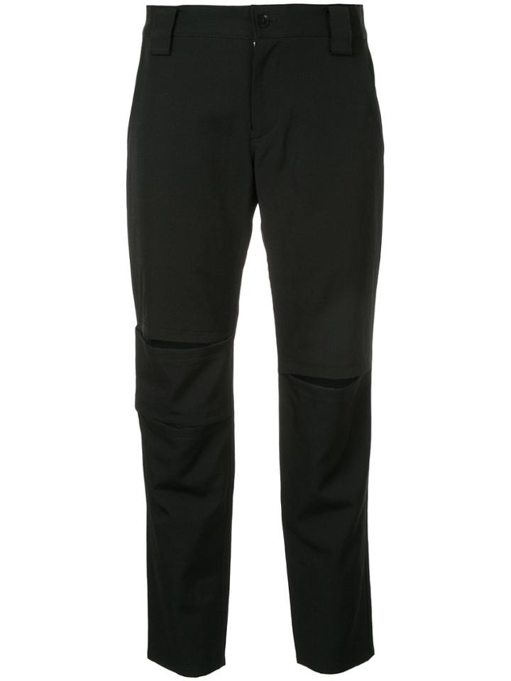 Yohji Yamamoto Slit Detail Cropped Trousers - Black