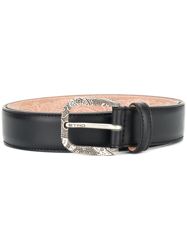 Etro Paisley Buckle Belt - Black