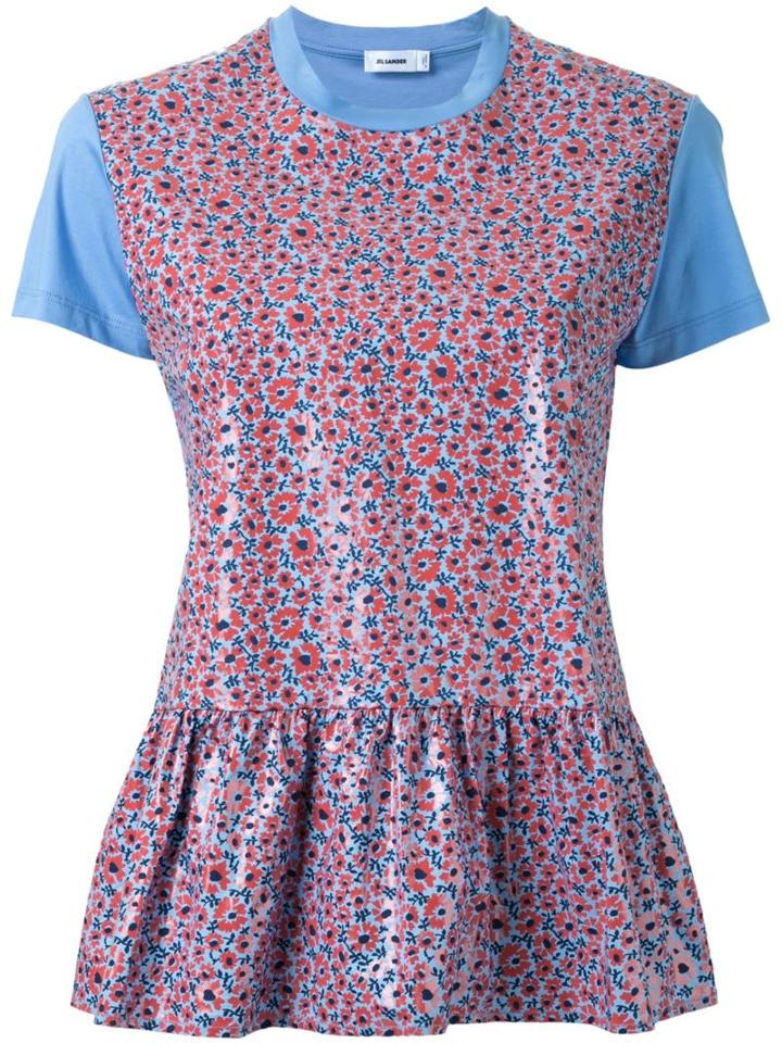 Jil Sander Floral Print Peplum T-shirt