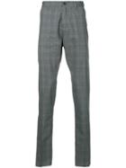 Eleventy Checked Tapered Trousers - Grey