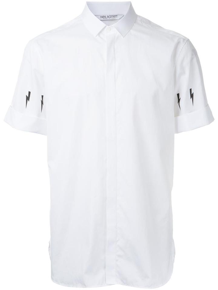 Neil Barrett Lightning Bolt Print Shirt, Men's, Size: 43, Cotton