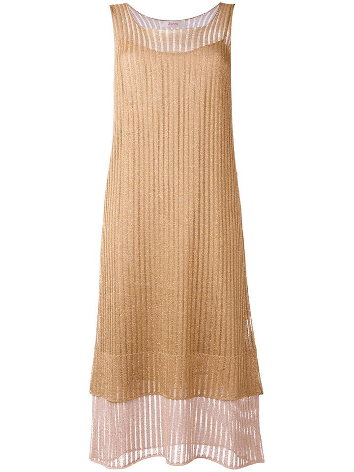 Jucca - Glittery Layered Midi Dress - Women - Polyester/acetate/viscose/metallized Polyester - M, Brown, Polyester/acetate/viscose/metallized Polyester