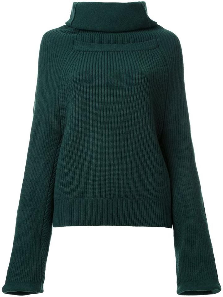 Toga Oversize Roll Neck Jumper, Women's, Green, Merino