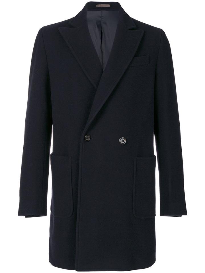 Eleventy - Double-breasted Midi Coat - Men - Nylon/acetate/virgin Wool - 52, Blue, Nylon/acetate/virgin Wool