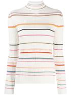 Sjyp Striped Ribbed Sweater - White