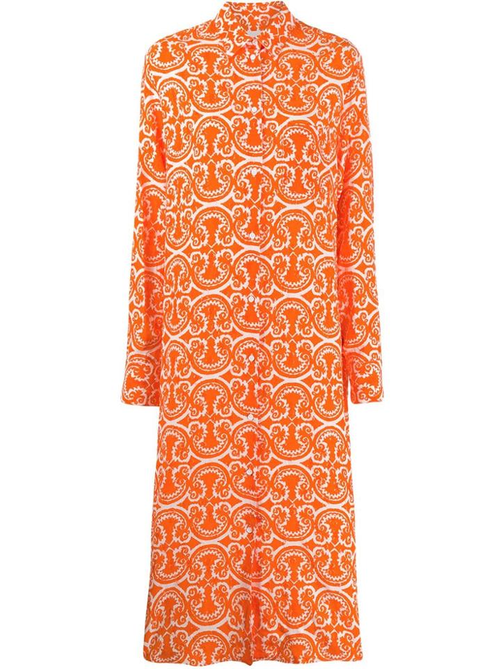 Jil Sander Printed Shirt Dress - Orange