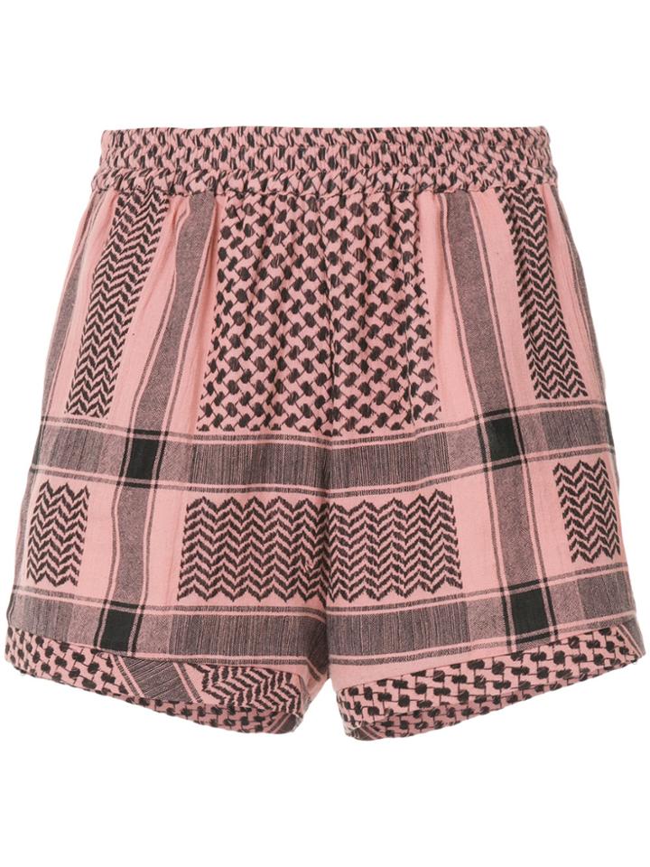 Cecilie Copenhagen Mixed-print High-rise Shorts - Red