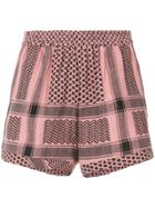 Cecilie Copenhagen Mixed-print High-rise Shorts - Red