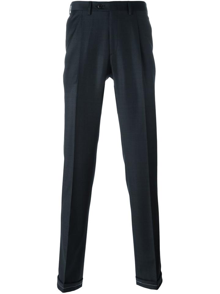 Brioni Tailored Trousers, Men's, Size: 50, Blue, Virgin Wool