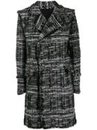 Balmain Tweed Double Breasted Coat - Black
