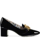 Gucci Patent Leather Mid-heel Pump With Double G - Black