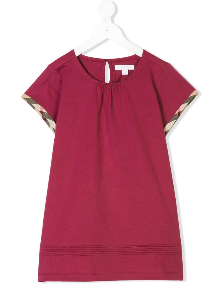Burberry Kids Teen Check Trim Blouse - Pink & Purple