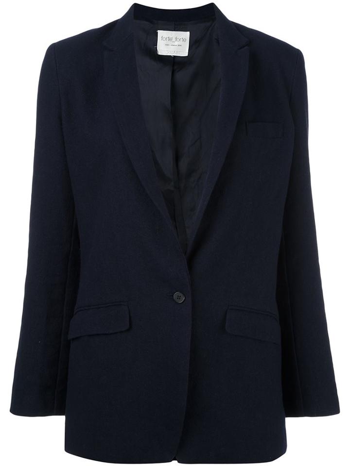 Forte Forte Single Button Blazer, Women's, Size: 1, Blue, Linen/flax/acetate/viscose/polyimide