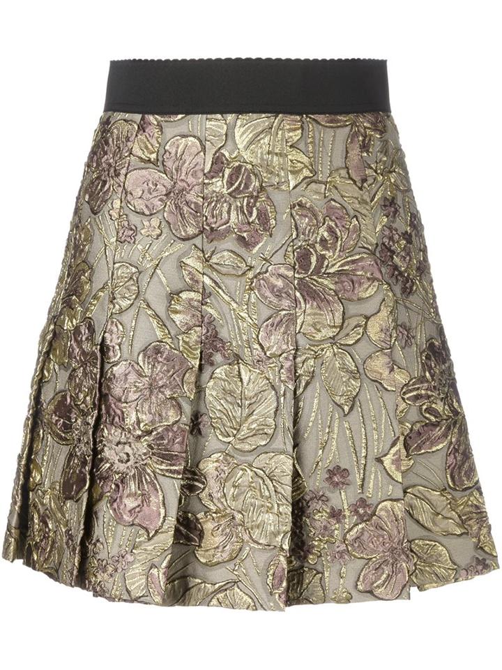 Dolce & Gabbana Floral Embroidered Skirt, Women's, Size: 42, Nude/neutrals, Acetate/polyester/polyamide/cotton