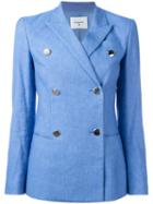 Dondup - Mhina Blazer - Women - Cotton/linen/flax/spandex/elastane/cupro - 44, Women's, Blue, Cotton/linen/flax/spandex/elastane/cupro
