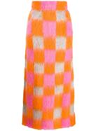 Kenzo Knitted Checkered Skirt - Orange