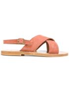 K. Jacques Chunky Cross Strap Sandals - Pink & Purple