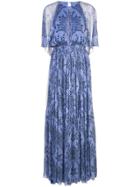 Carolina Herrera Floral Print Silk Dress - Blue